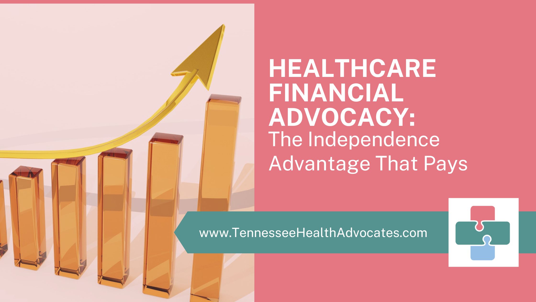 "Healthcare financial advocacy concept with medical bills, calculator, and upward growth chart showing client savings and financial recovery"
